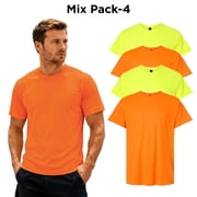 Gildan High Visibility Safety Work Reflective Short Sleeve T-Shirt for Men, Safety Green-Orange Pack 4, L