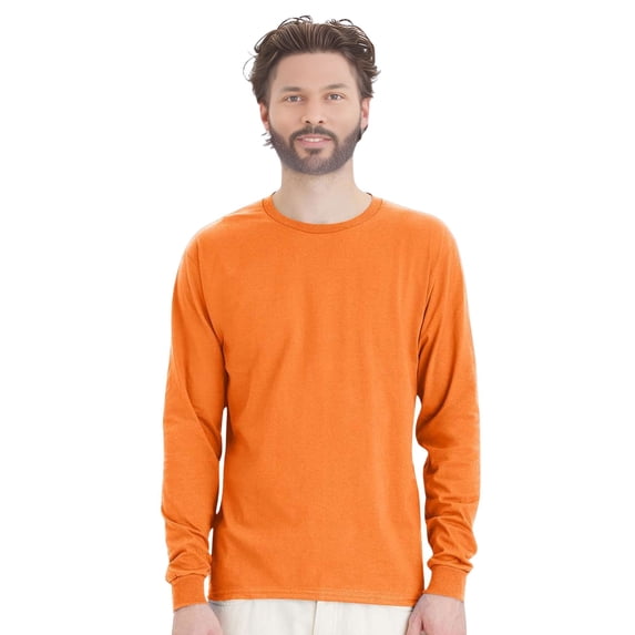 Gildan High Visibility Unisex Safety Tee, 50/50 Cotton/Polyester Hi Vis Long Sleeve T-Shirt (Safety Orange, S)