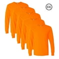 thumbnail image 1 of Gildan High Visibility Work Safety Shirts | 100% Heavy Cotton Safety Long Sleeve Tee 5.3 oz | Pack of-5, Hi Vis Safety Orange T-Shirt, Size- 2XL, 1 of 8