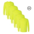 thumbnail image 1 of Gildan High Visibility Work Safety Shirts | Mens Safety Long Sleeve Tee 5.3 oz | Pack of 5, Hi Vis Safety Green T-Shirt, Size 2XL, 1 of 8