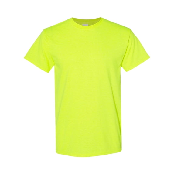 Gildan High Visibility Work Safety T-Shirt Durable 50/50 Cotton/Polyester, Hi Vis Short Sleeve Crewneck Safety Shirt, L Size Green Color Tee