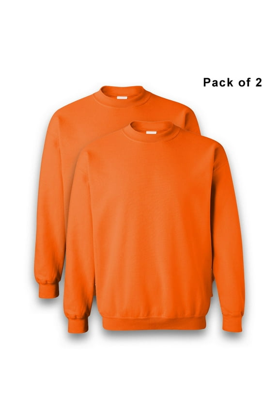 High Visibility Work Sweatshirt for Men | Hi Vis Safety Fleece 50/50 Cotton/Polyester Work Reflective Sweater, Safety Orange, Size-S Pack 2