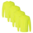 thumbnail image 1 of Gildan Hign Visibility Unisex Safety Cotton Long Sleeve Work T-Shirt, Pack Of 4 (Safety Green, M), 1 of 9