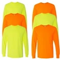 thumbnail image 1 of Gildan Hign Visibility Unisex Safety Cotton Long Sleeve Work T-Shirt, Pack Of 6 (Safety Green and Orange, S), 1 of 9
