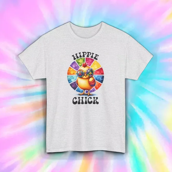 Gildan Hippie Chick Shirt Tie Dye Peace Graphic Tee Retro 60S Style Gift Gift For Men Women Unisex Tee