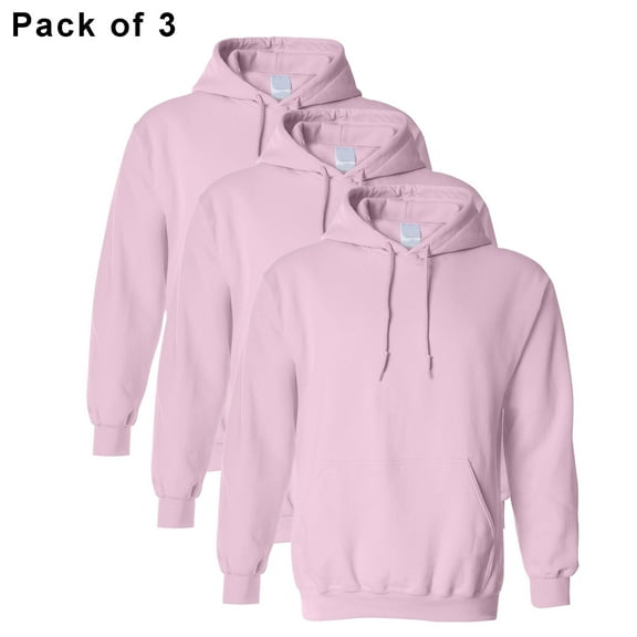 Gildan Hooded Sweatshirt | Essentials Fleece Heavy Blend Pullover Hoodie for Men, 8 oz. 50-Cotton / 50-Polyester in Light Pink, Pack of 3- Size 2XL