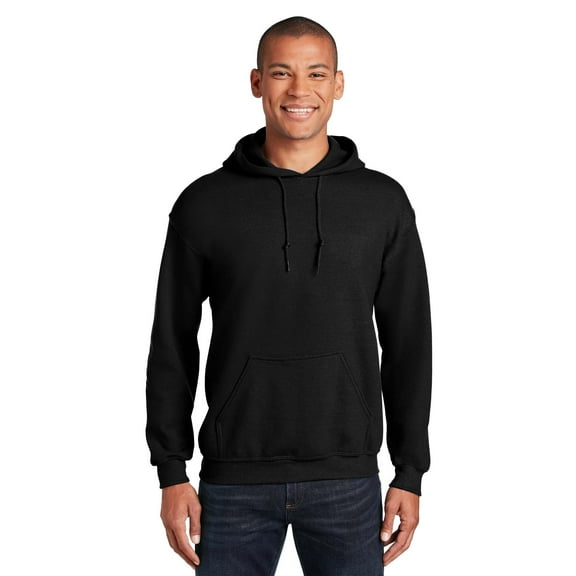 Gildan Fleece Pullover Hoodie for Men | Heavy Blend Warm Cozy Hooded Sweatshirt for Warmth & Comfort in Black, 8 oz. 50/50 Cotton/Polyester- Size S