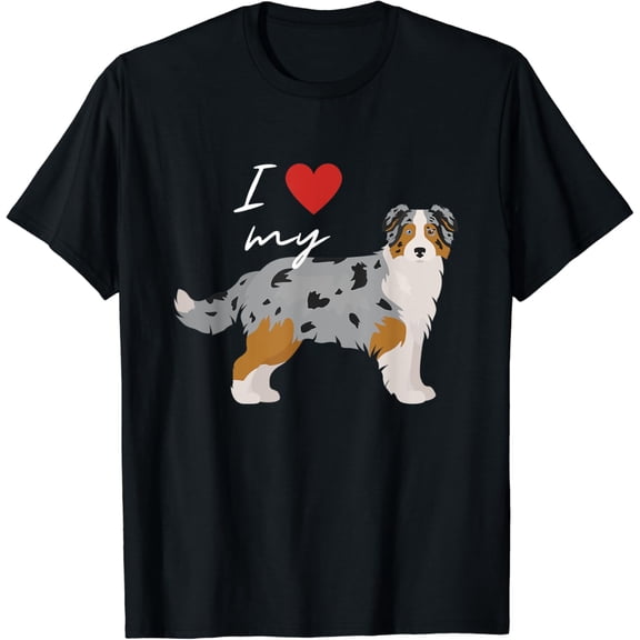 Gildan I Love My Blue Merle Australian Shepherd Dog Lover T-Shirt
