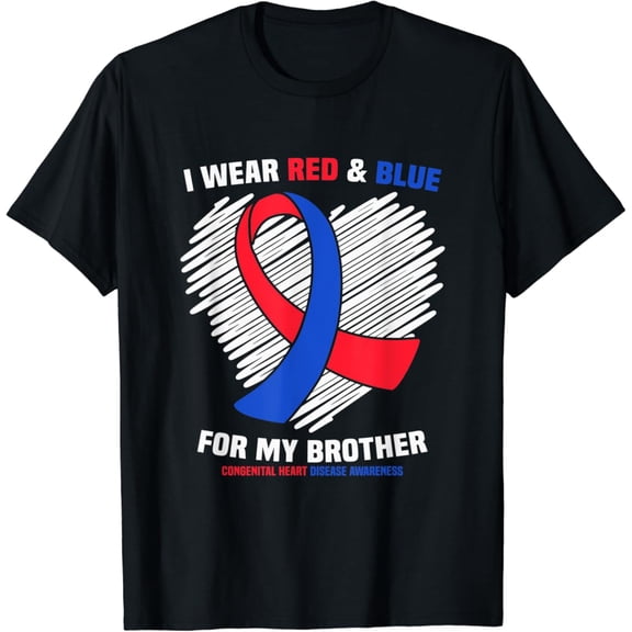 Gildan I Wear Red & Blue For My Brother CHD Awareness T-Shirt Gift for Men Women Unisex Tee