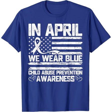 Gildan In April We Wear Blue Child Abuse Awareness Month T-Shirt Gift for Men Women Unisex Tee