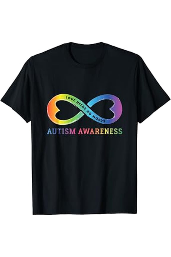 Infinity Heart Love Autism Awareness Needs No Words Tie Dye T-Shirt