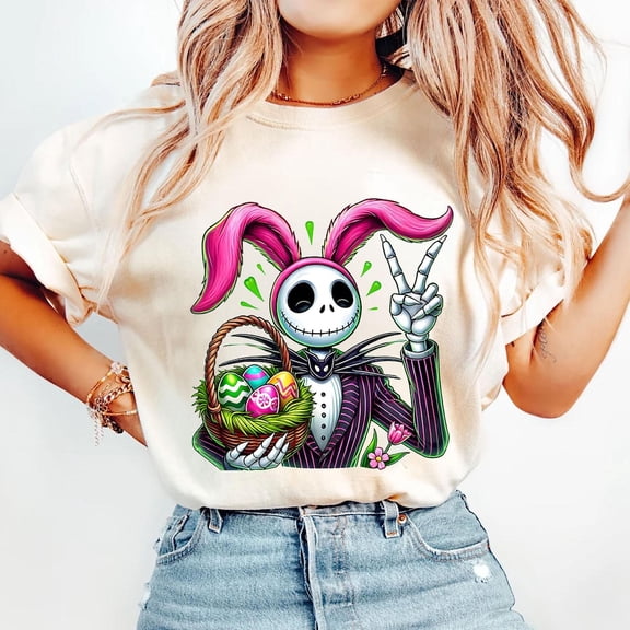 Gildan Jack Skellington Easter Day Shirt Design Bundle T-shirt, Nightmare Bunny Easter Day T-shirt, Retro Easter Eggs T-shirt, Easter Day Gift