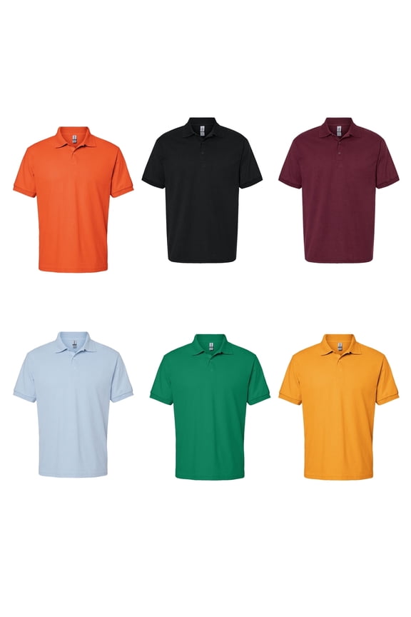 Jersey Polo T-Shirt for Men, DryBlend Short Sleeves Assorted Colors | Polo Bulk T Shirts Pack-6, Cotton, Polyester knit 6 oz | Size – 2XL