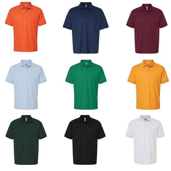 Gildan Jersey Polo T-Shirt for Men, DryBlend Short Sleeves Assorted Colors | Polo Bulk T Shirts Pack-9, Cotton, Polyester knit 6 oz | Size - Large