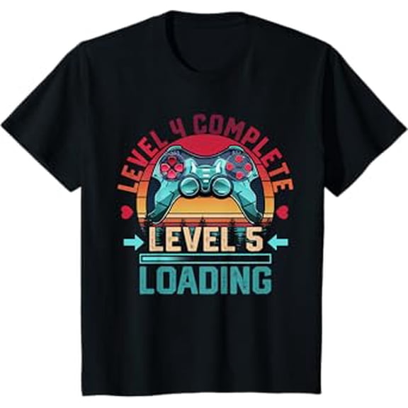 Kids 4Th Birthday Level 4 Complete Level 5 Loading Boys Men Hot Trending T-Shirt Unisex S To 5Xl