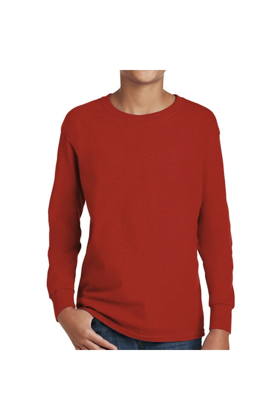 Kids Heavy Cotton Long Sleeve T-Shirt - 5400B Youth Tee - Boys Girls Classic Shirt XS-XL Unisex Gift