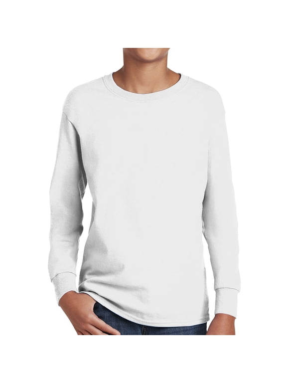 Kids Heavy Cotton Long Sleeve T-Shirt - 5400B Youth Tee - Boys Girls Classic Shirt XS-XL Unisex Gift