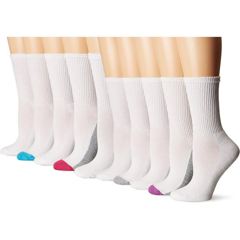 Gildan Ladies Cushioned Sole Soft Cotton Crew Socks 10 pack