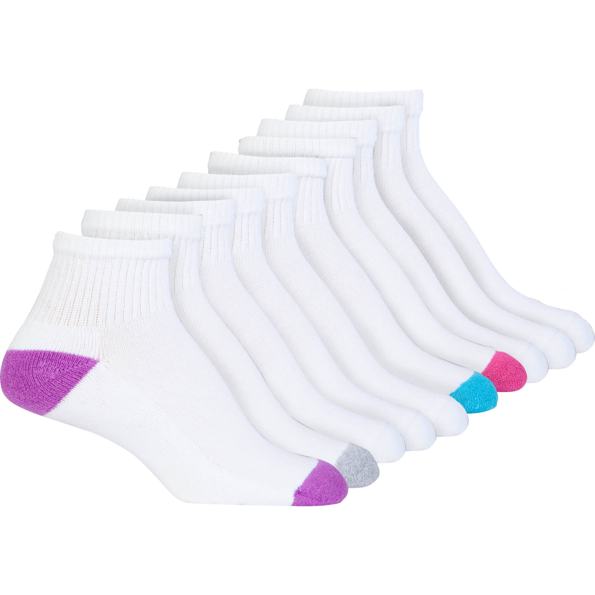 Gildan Ladies HalfCushion Cotton Ankle Socks 10pack