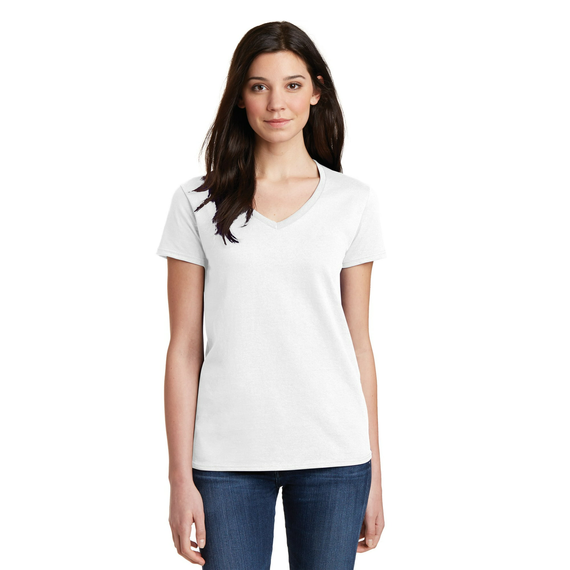 Gildan Ladies Heavy Cotton Cotton V-Neck T-Shirt - Walmart.com