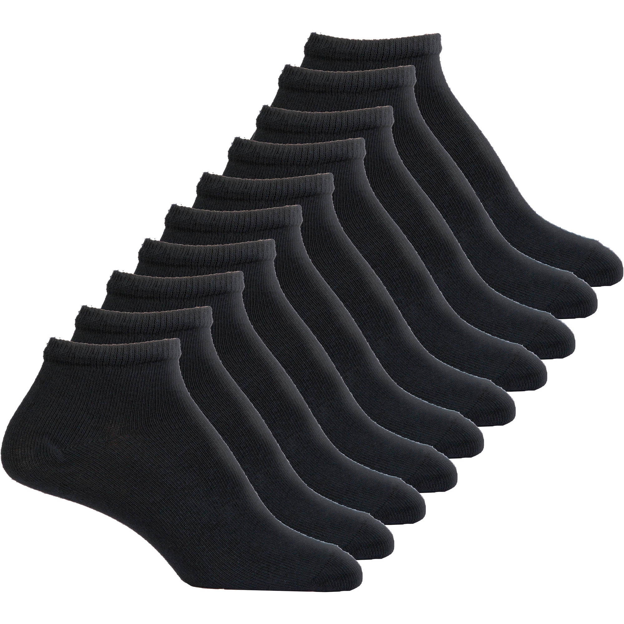 Gildan Ladies NoShow Comfort Toe Socks 10 pack Black
