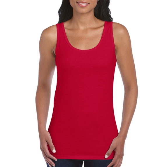 Gildan Ladies Softstyle Tank Top, 2XL, Cherry Red