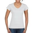 thumbnail image 1 of Gildan Lds SftStyle VNeck Wht, 1 of 2