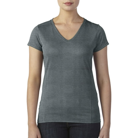 Gildan Lds V-Neck Tee MarbChar