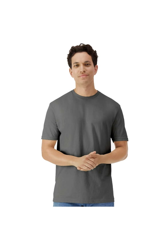 Light Cotton Short Sleeve T-Shirt, Modern Classic Fit Crewneck Tee for Men, Charcoal, XL