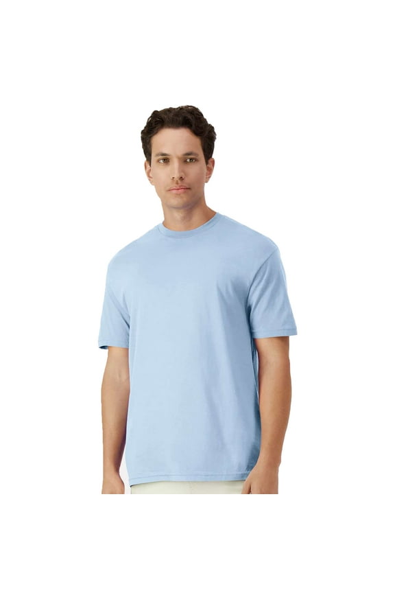 Light Cotton Short Sleeve T-Shirt, Modern Classic Fit Crewneck Tee for Men, Light Blue, S