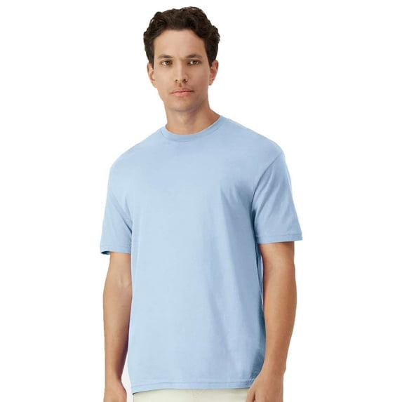 Gildan Light Cotton Short Sleeve T-Shirt, Modern Classic Fit Crewneck Tee for Men, Light Blue, XL