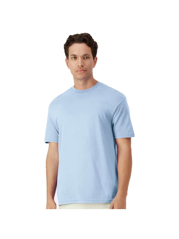 Light Cotton Short Sleeve T-Shirt, Modern Classic Fit Crewneck Tee for Men, Light Blue, XL