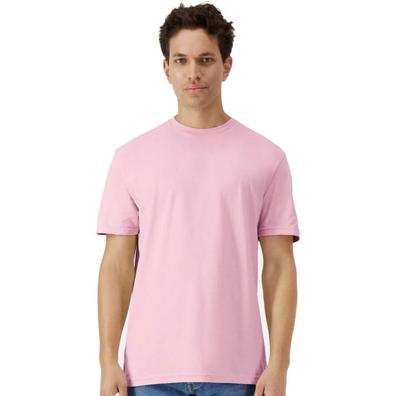 Gildan Light Cotton Short Sleeve T-Shirt, Modern Classic Fit Crewneck Tee for Men, Light Pink, S