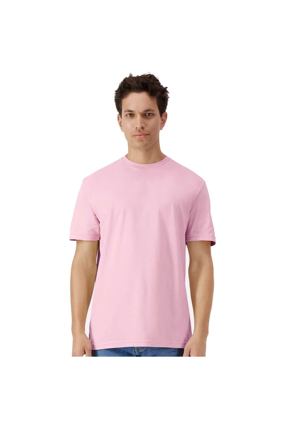Light Cotton Short Sleeve T-Shirt, Modern Classic Fit Crewneck Tee for Men, Light Pink, XL