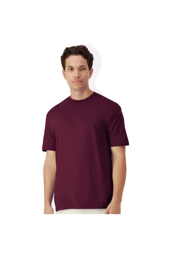 Light Cotton Short Sleeve T-Shirt, Modern Classic Fit Crewneck Tee for Men, Maroon, XL