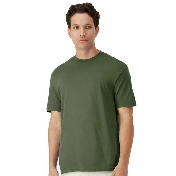 Gildan Light Cotton Short Sleeve T-Shirt, Modern Classic Fit Crewneck Tee for Men, Military Green, 3XL