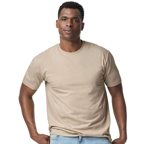 Gildan Light Cotton Short Sleeve T-Shirt, Modern Classic Fit Crewneck Tee for Men, Sand, 3XL