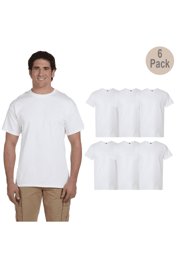 Light Cotton T-Shirt, Men’s Short Sleeve Crew Neck Modern Fit blank Tee, White, 2XL, 6 Pack