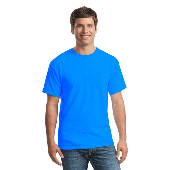 Gildan Light Cotton T-Shirt for Men, Adult Crewneck Tee, 100% U.S. cotton, Heather Royal Tee, L