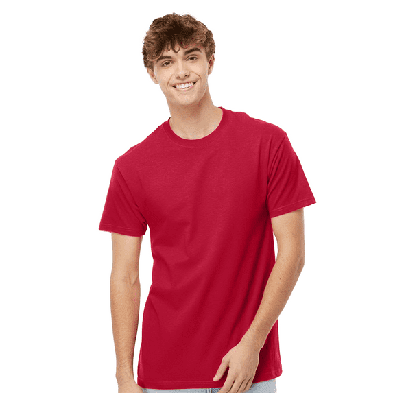 Gildan Light Cotton T-Shirt for Men, Adult Crewneck Tee, 100% U.S. cotton, Red Tee, L