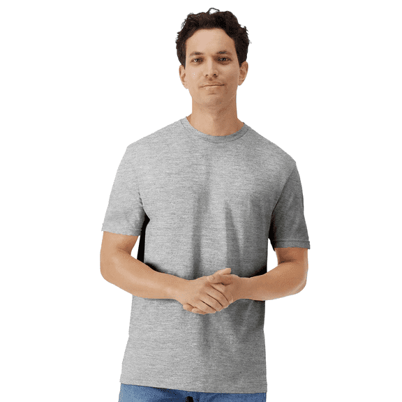 Gildan Light Cotton T-Shirt for Men, Adult Crewneck Tee, 100% U.S. cotton, Sport Grey Tee, L