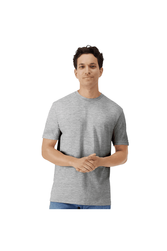 Light Cotton T-Shirt for Men, Adult Crewneck Tee, 100% U.S. cotton, Sport Grey Tee, L