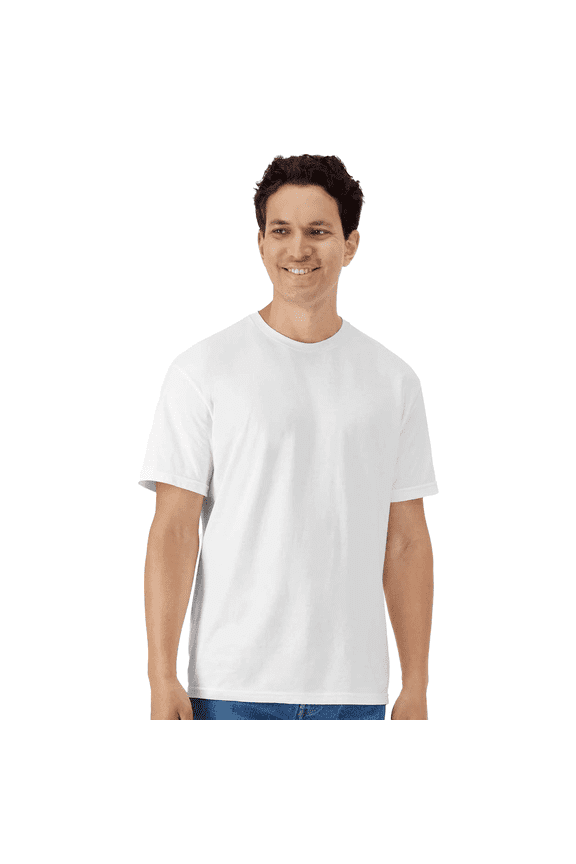Light Cotton T-Shirt for Men, Adult Crewneck Tee, 100% U.S. cotton, White Tee, L