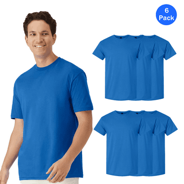 Gildan Light Cotton T-Shirt for Men, Royal Crewneck Short Sleeve Pack of 6, Summer Casual Small Tee