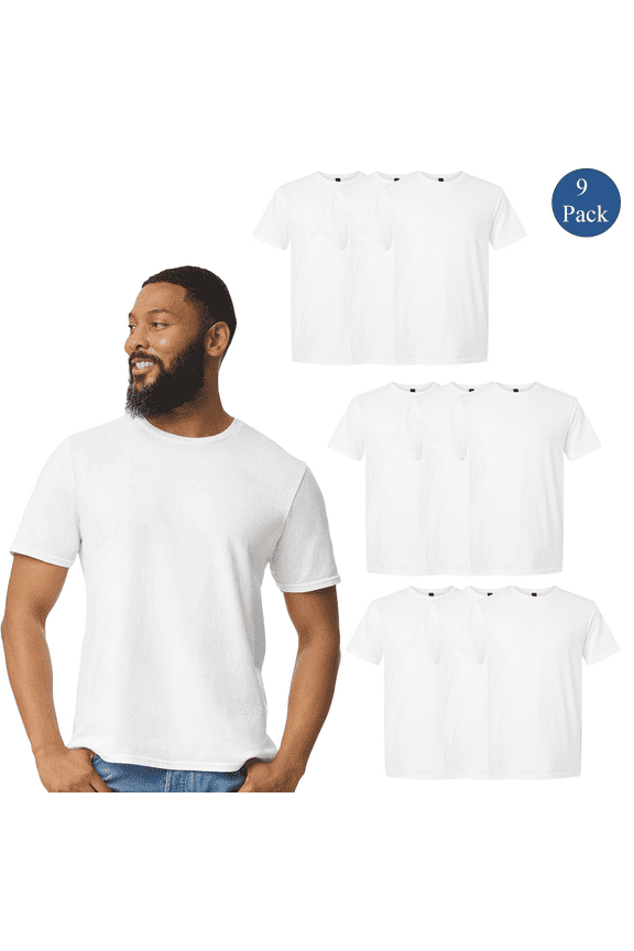 Lightweight Crewneck Tee for Men, Short Sleeve Classic Comfortable T-Shirt, Heather Grey, 6 Pack, M