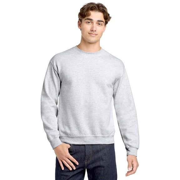 Gildan Long Sleeve Men's Sweatshirt, Durable Heavy Blend Casual Crewneck Sweatshirt, Ash, XL