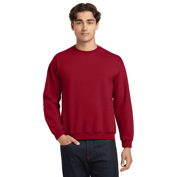 Gildan Long Sleeve Men's Sweatshirt, Durable Heavy Blend Casual Crewneck Sweatshirt, Cardinal Red, XL