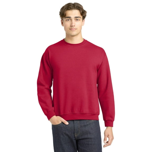Gildan Long Sleeve Men's Sweatshirt, Durable Heavy Blend Casual Crewneck Sweatshirt, Cherry Red, L