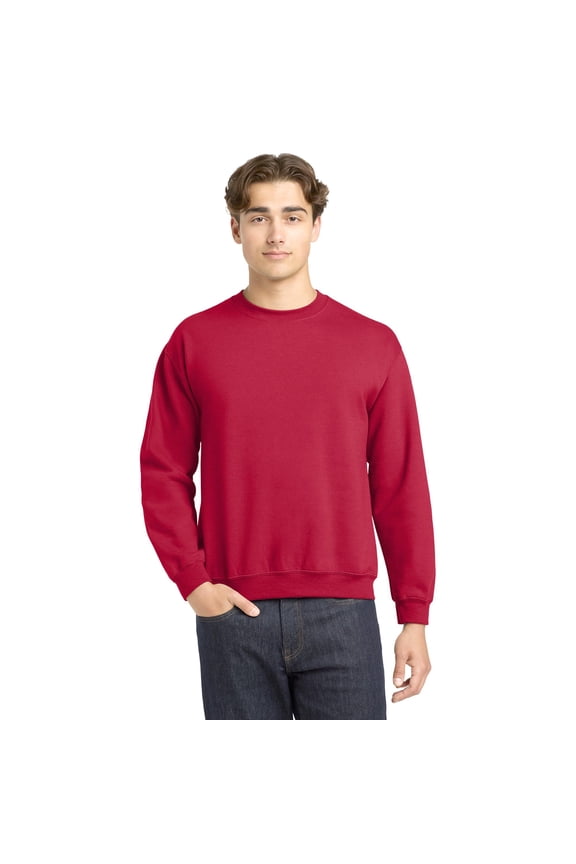 Long Sleeve Men's Sweatshirt, Durable Heavy Blend Casual Crewneck Sweatshirt, Cherry Red, XL