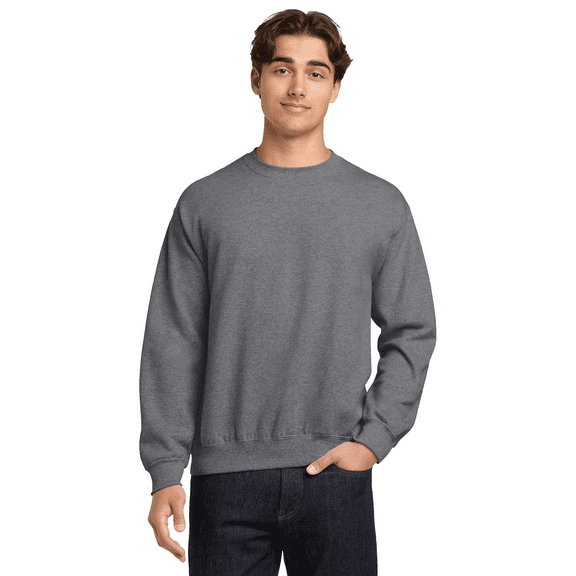 Gildan Long Sleeve Men's Sweatshirt, Durable Heavy Blend Casual Crewneck Sweatshirt, Graphite Heather, S